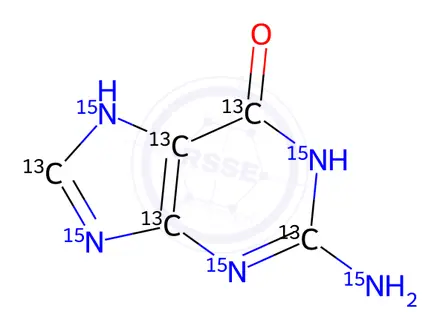 Chemical structure of Guanine-13C5,15N5