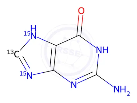 Chemical structure of Guanine-13C,15N2