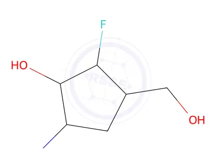 Chemical structure of Cyclopentanemethanol, 4-amino-2-fluoro-3-hydroxy-, (1alpha,2beta,3alpha,4alpha)-(9CI)