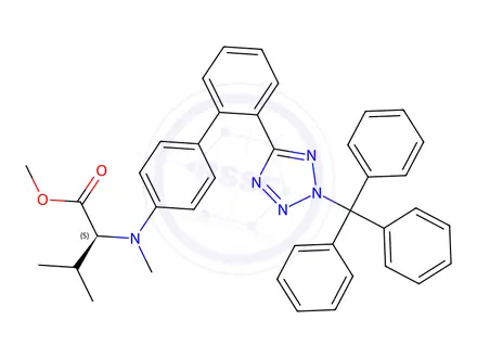 Chemical structure of (S)-methyl3-methyl-2-((2`-(2-trityl-2H-tetrazol-5-yl)biphenyl-4-yl)methylamino)butanoate