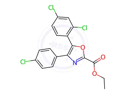 Chemical structure of Ethyl 4-(4-chlorophenyl)-5-(2,4-dichlorophenyl)oxazole-2-carboxylate