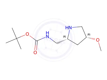 Chemical structure of Tert-butyl (((2R,4R)-4-methoxypyrrolidin-2-yl)methyl)carbamate