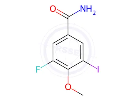 Chemical structure of 3-fluoro-5-iodo-4-methoxybenzamide