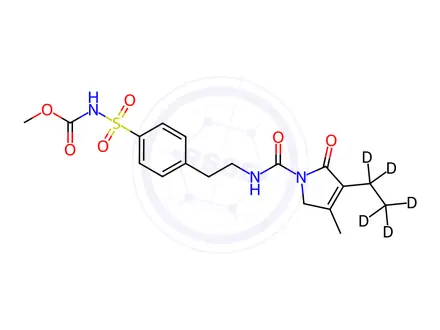 Chemical structure of N-[[4-[2-[[(3-Ethyl-2,5-dihydro-4-methyl-2-oxo-1H-pyrrol-1-yl)carbonyl]amino]ethyl]phenyl]sulfonyl]carbamic Acid Methyl Ester-d5