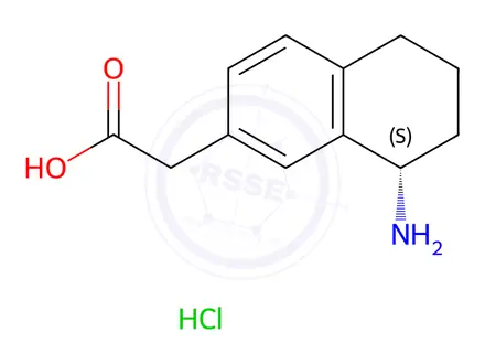 Chemical structure of (S)-2-(8-Amino-5,6,7,8-tetrahydronaphthalen-2-yl)acetic acid hydrochloride