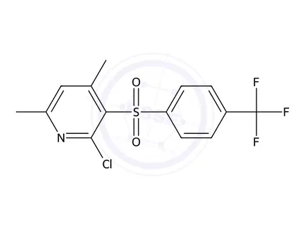 Chemical structure of 2-Chloro-4,6-dimethyl-3-[4-(trifluoromethyl)benzenesulfonyl]pyridine