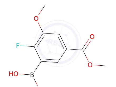 Chemical structure of 2-Fluoro-3-methoxy-5-(methoxycarbonyl)phenylboronic acid