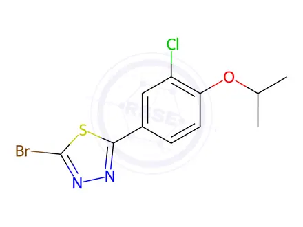 Chemical structure of 2-Bromo-5-(3-chloro-4-isopropoxyphenyl)-1,3,4-thiadiazole