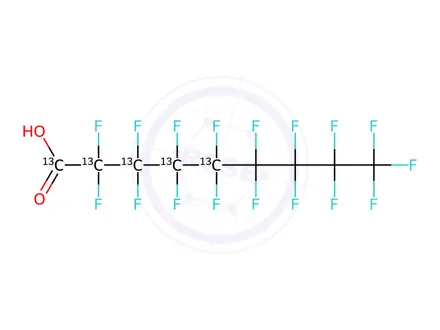 Chemical structure of Perfluorononanoic acid-13C5