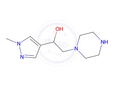 Chemical structure of 1-(1-Methyl-1H-pyrazol-4-yl)-2-(piperazin-1-yl)ethan-1-ol