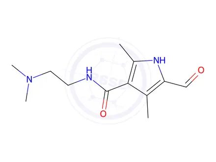 Chemical structure of 1H-Pyrrole-3-carboxamide, N-[2-(dimethylamino)ethyl]-5-formyl-2,4-dimethyl-
