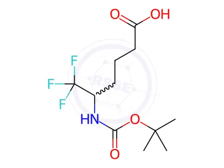 Chemical structure of 5-((Tert-butoxycarbonyl)amino)-6,6,6-trifluorohexanoic acid