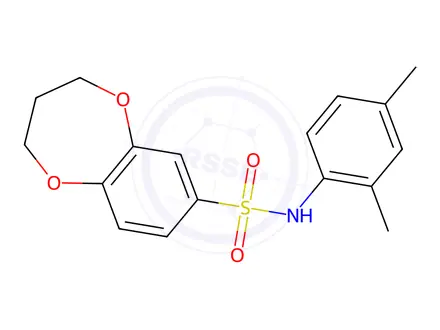 Chemical structure of N-(2,4-Dimethylphenyl)-3,4-dihydro-2H-benzo[b][1,4]dioxepine-7-sulfonamide