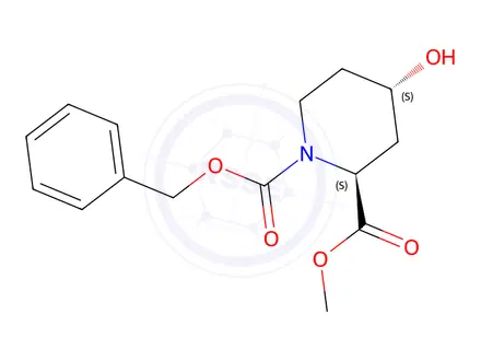 Chemical structure of 1-Benzyl 2-methyl (2s,4s)-4-hydroxypiperidine-1,2-dicarboxylate