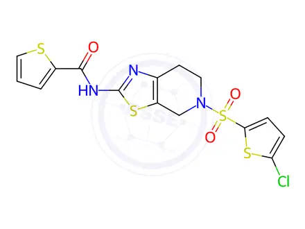Chemical structure of N-(5-((5-Chlorothiophen-2-yl)sulfonyl)-4,5,6,7-tetrahydrothiazolo[5,4-c]pyridin-2-yl)thiophene-2-carboxamide