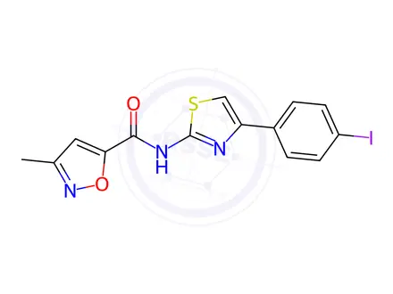 Chemical structure of N-(4-(4-Iodophenyl)thiazol-2-yl)-3-methylisoxazole-5-carboxamide