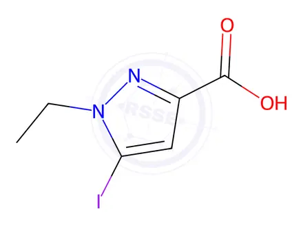 Chemical structure of 1-ethyl-5-iodo-1H-pyrazole-3-carboxylic acid