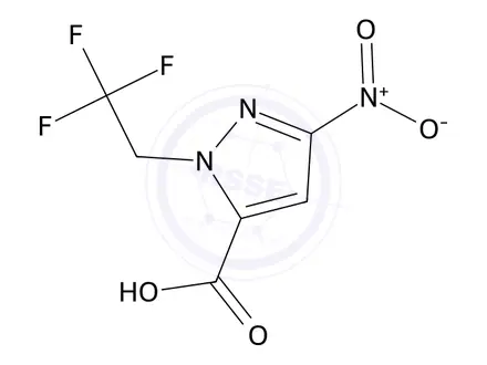 Chemical structure of 3-Nitro-1-(2,2,2-trifluoroethyl)-1H-pyrazole-5-carboxylic acid