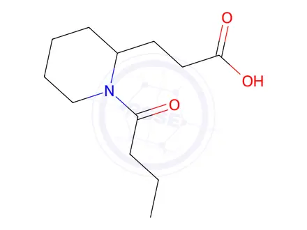 Chemical structure of 3-(1-Butyrylpiperidin-2-yl)propanoic acid