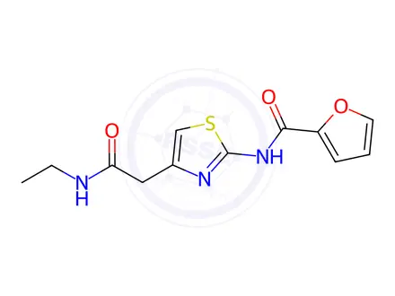 Chemical structure of N-(4-(2-(Ethylamino)-2-oxoethyl)thiazol-2-yl)furan-2-carboxamide