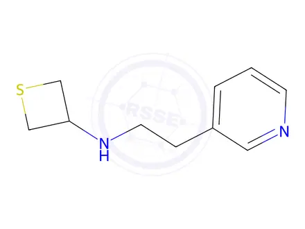 Chemical structure of N-(2-(pyridin-3-yl)ethyl)thietan-3-amine
