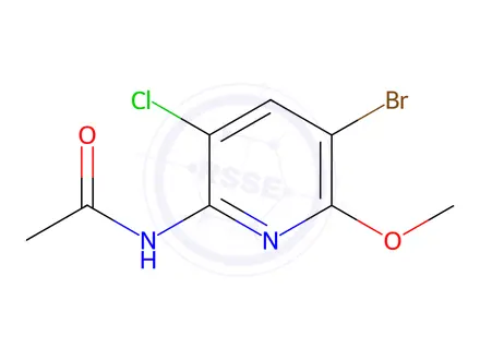 Chemical structure of Acetamide, N-(5-bromo-3-chloro-6-methoxy-2-pyridinyl)-