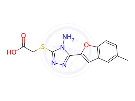 Chemical structure of 2-{[4-amino-5-(5-methyl-1-benzofuran-2-yl)-4H-1,2,4-triazol-3-yl]sulfanyl}acetic acid