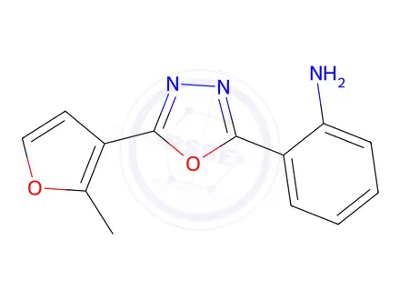 Chemical structure of 2-(5-(2-Methylfuran-3-yl)-1,3,4-oxadiazol-2-yl)aniline