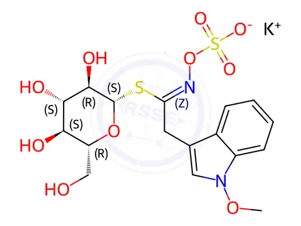 Chemical structure of Neoglucobrassicin Potassium Salt
