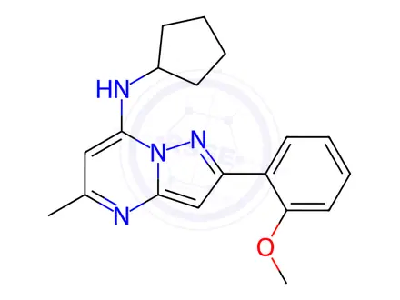 Chemical structure of N-Cyclopentyl-2-(2-methoxyphenyl)-5-methylpyrazolo[1,5-a]pyrimidin-7-amine