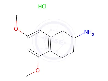 Chemical structure of 5,7-dimethoxy-1,2,3,4-tetrahydronaphthalen-2-am ine hydrochloride