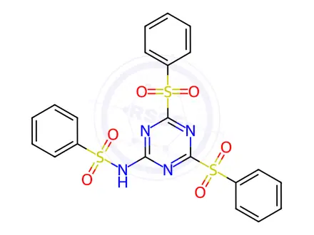 Chemical structure of N-(4,6-Bis(phenylsulfonyl)-1,3,5-triazin-2-yl)benzenesulfonamide
