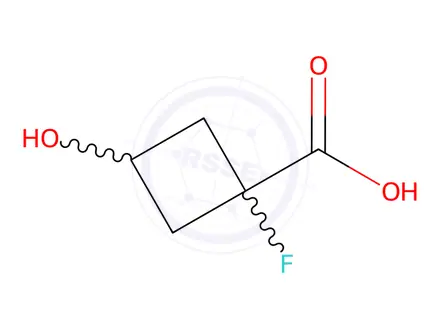 Chemical structure of 1-fluoro-3-hydroxycyclobutane-1-carboxylic acid