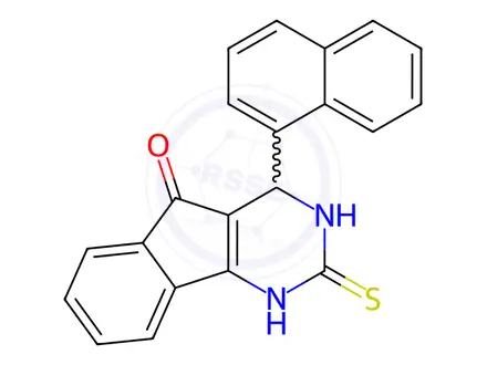 Chemical structure of 4-(Naphthalen-1-yl)-2-sulfanylidene-1H,2H,3H,4H,5H-indeno[1,2-d]pyrimidin-5-one