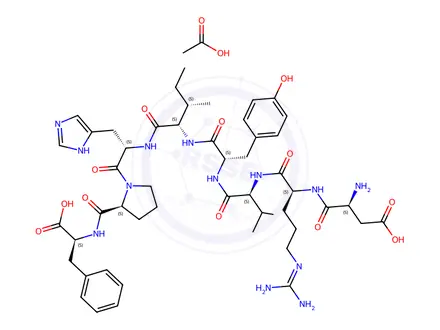 Chemical structure of Angiotensin II acetate salt