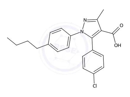Chemical structure of 1-(4-Butylphenyl)-5-(4-chlorophenyl)-3-methyl-1H-pyrazole-4-carboxylic acid
