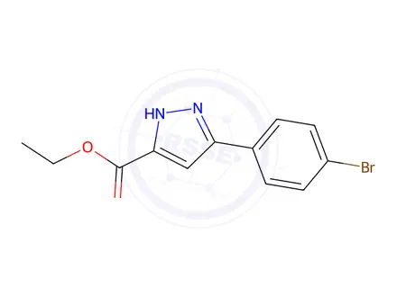 Chemical structure of Ethyl 3-(3-bromophenyl)-1H-pyrazole-5-carboxylate, 97%