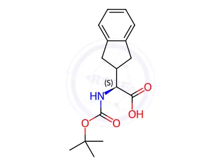 Chemical structure of (S)-2-(tert-Butoxycarbonylamino)-2-(2,3-dihydro-1H-inden-2-yl)acetic Acid