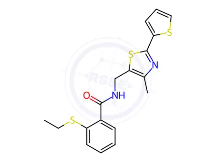 Chemical structure of 2-(Ethylthio)-N-((4-methyl-2-(thiophen-2-yl)thiazol-5-yl)methyl)benzamide