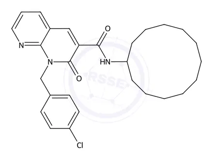 Chemical structure of 1-(4-Chlorobenzyl)-N-cyclododecyl-2-oxo-1,2-dihydro-1,8-naphthyridine-3-carboxamide