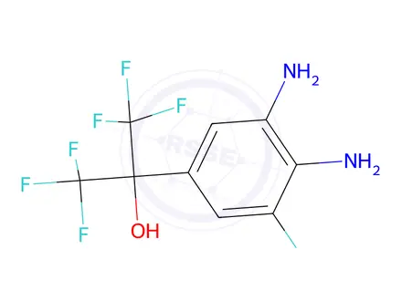 Chemical structure of 2-(3,4-Diamino-5-fluorophenyl)-1,1,1,3,3,3-hexafluoropropan-2-ol