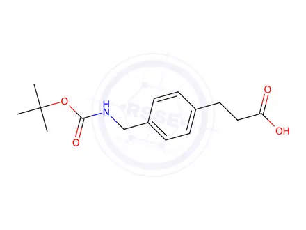 Chemical structure of 3-(4-((tert-butoxycarbonylamino)methyl)phenyl)propanoic acid