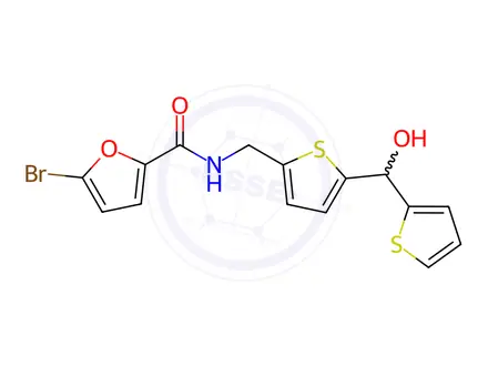 Chemical structure of 5-Bromo-N-((5-(hydroxy(thiophen-2-yl)methyl)thiophen-2-yl)methyl)furan-2-carboxamide