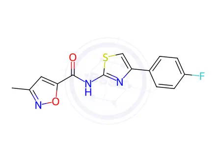 Chemical structure of N-(4-(4-Fluorophenyl)thiazol-2-yl)-3-methylisoxazole-5-carboxamide