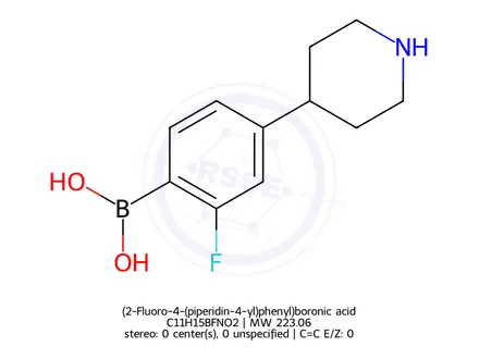 Chemical structure of (2-Fluoro-4-(piperidin-4-yl)phenyl)boronic acid
