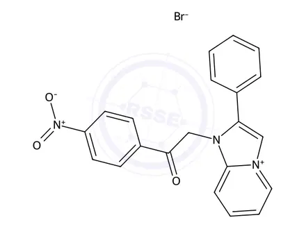 Chemical structure of 1-(2-(4-Nitrophenyl)-2-oxoethyl)-2-phenyl-1H-imidazo[1,2-a]pyridin-4-ium bromide