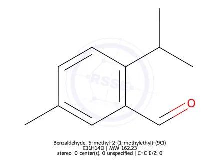 Chemical structure of Benzaldehyde, 5-methyl-2-(1-methylethyl)-(9CI)
