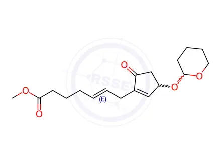 Chemical structure of Methyl 7-(5-oxo-3-((tetrahydro-2H-pyran-2-yl)oxy)cyclopent-1-en-1-yl)hept-5-enoate
