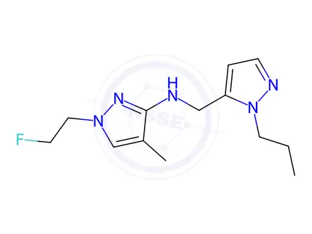 Chemical structure of 1-(2-fluoroethyl)-4-methyl-N-[(1-propyl-1H-pyrazol-5-yl)methyl]-1H-pyrazol-3-amine