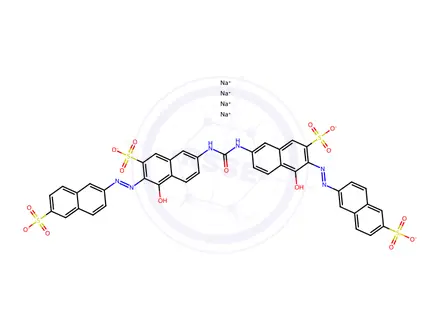 Chemical structure of tetrasodium 7,7'-(carbonyldiimino)bis[4-hydroxy-3-[(6-sulphonato-2-naphthyl)azo]naphthalene-2-sulphonate]